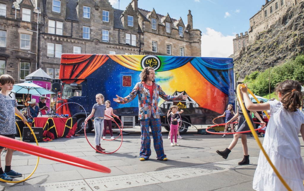 Steve Cousins - hula-hooping in Edinburgh
